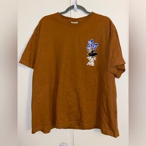 H&M T Shirt Mens Size XXL Brown Orange Graphic Print Talk To Me Flower Basic Top